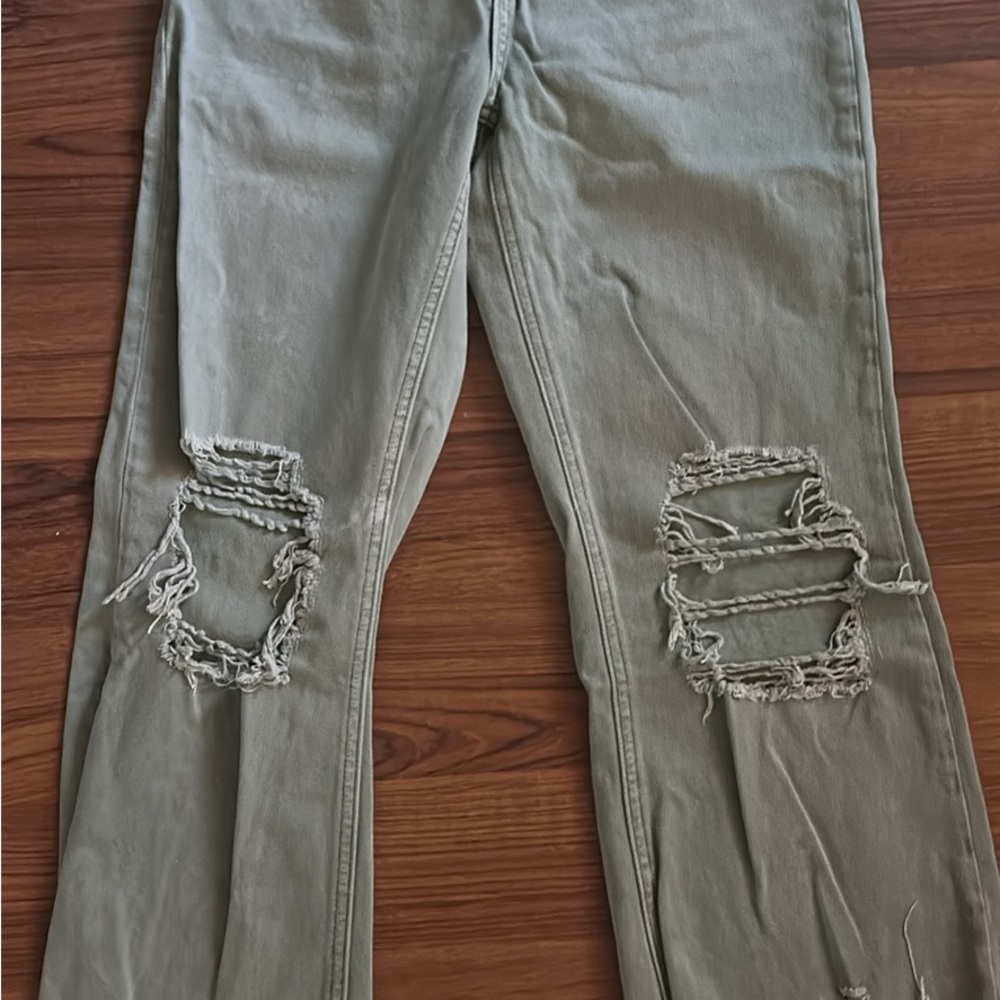 Distressed Olive Green Jeans